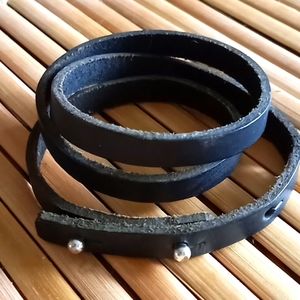 Women's black leather wrap bracelet
